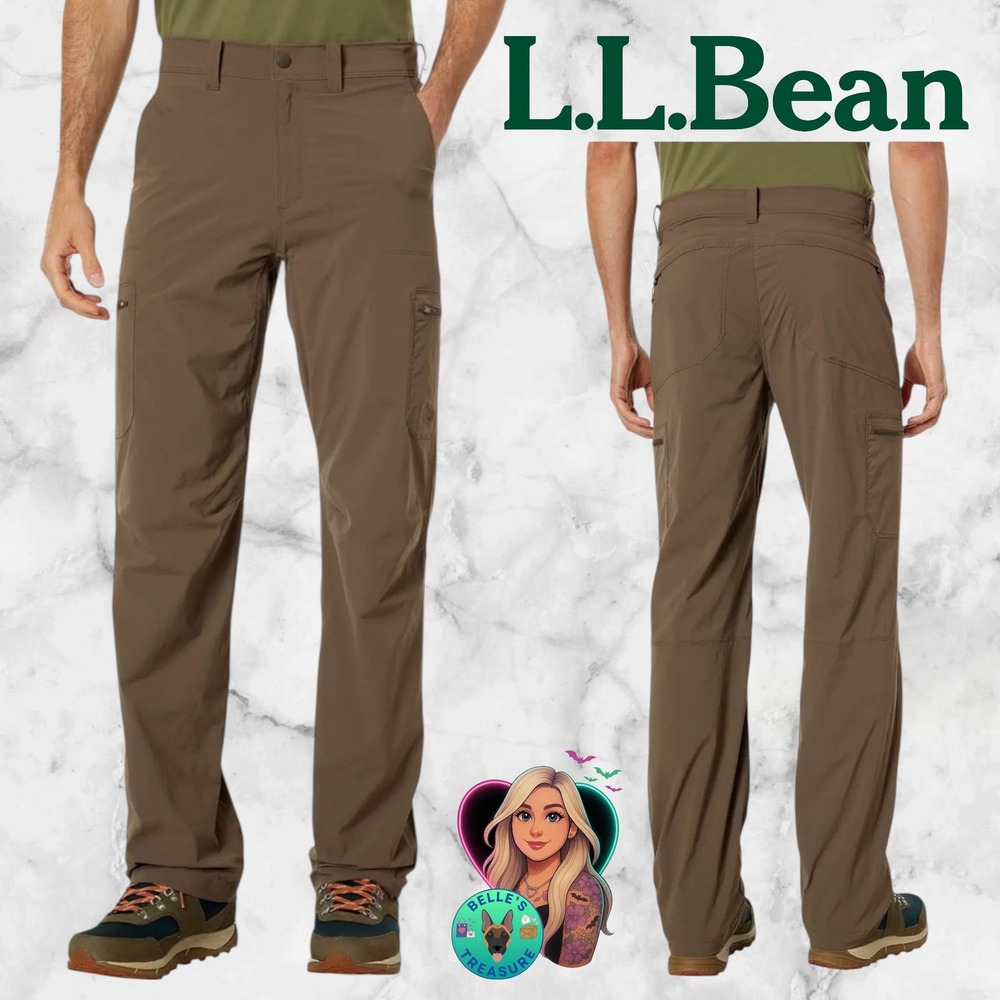 L.L.Bean‎ Cresta Hiking Pants Mens 38x29 Stretch Dark Cinder Tan Utility UPF 50+